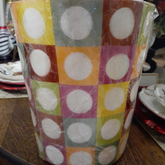 MACKENZIE CHILDS UNORTHDOT WASTE BIN BASKET NEW - Picture 4 of 5